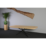 Eettafel eikenhout 245 x 100 cm | Mikado onderstel zwart