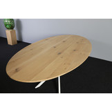 Ovale eikenhouten eettafel 240 x 120 cm | Mikado onderstel wit