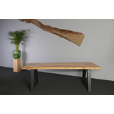 Boomstamtafel Beukenhout 240 x 100 cm | A-profiel onderstel zwart