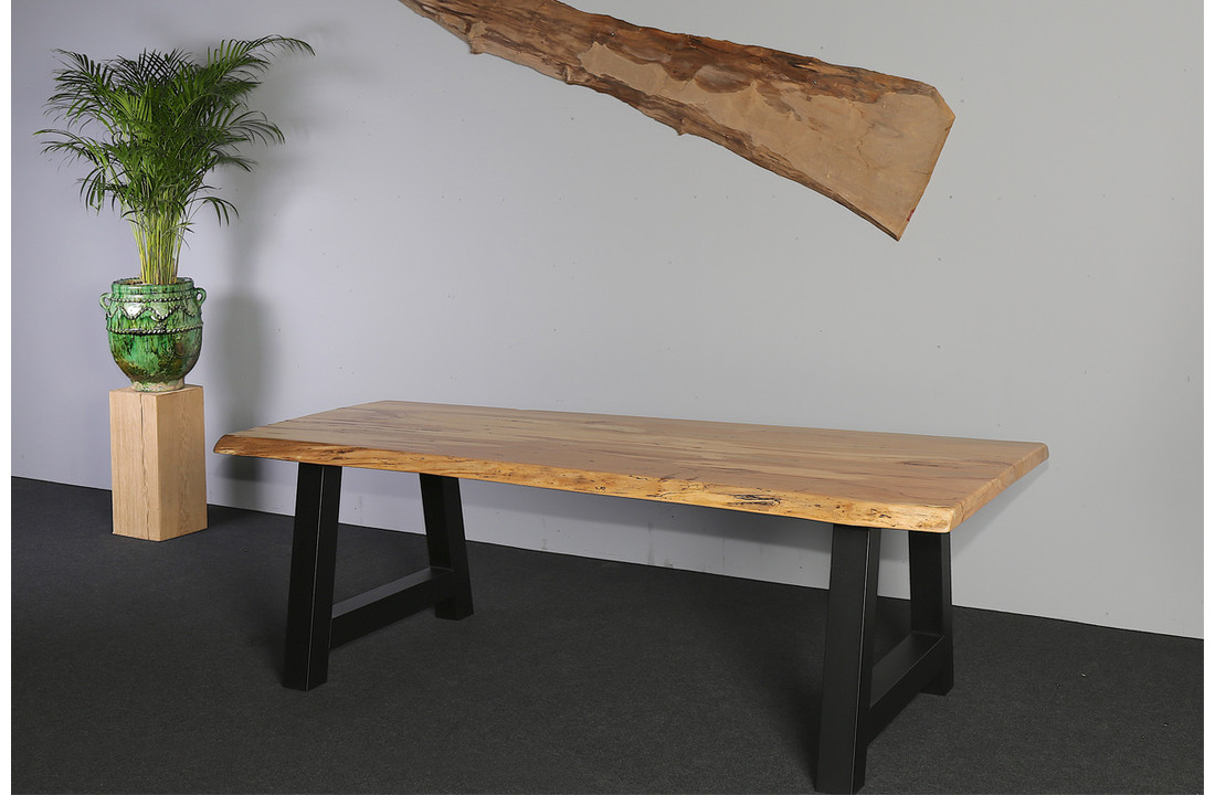 Boomstamtafel Beukenhout 240 x 100 cm | A-profiel onderstel zwart