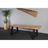 Boomstamtafel Beukenhout 240 x 100 cm | A-profiel onderstel zwart