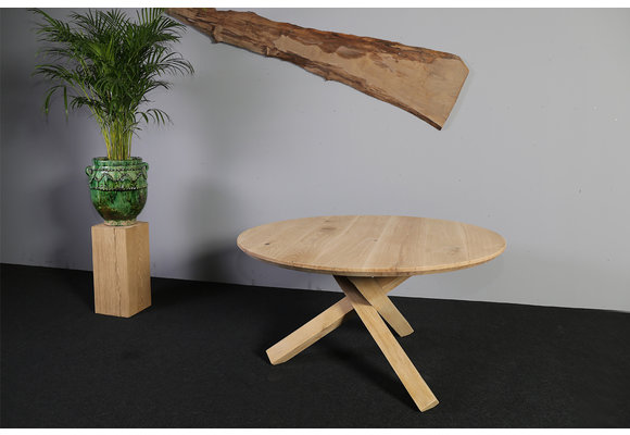 Ronde eikenhouten eettafel Ø 140 cm