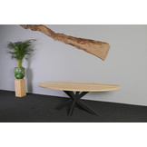 Ovale magnoliahouten eettafel 240 x 120 cm | Matrix onderstel