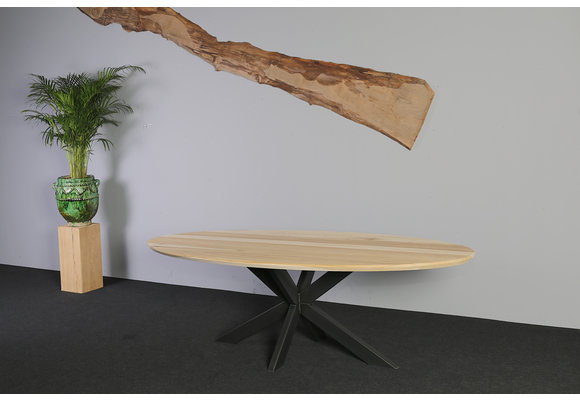 Ovale magnoliahouten eettafel 240 x 120 cm