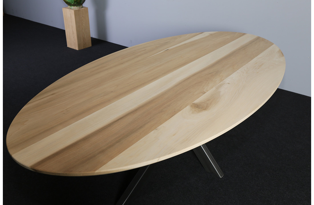 Ovale magnoliahouten eettafel 240 x 120 cm | Matrix onderstel