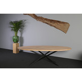 Ovale eettafel beukenhout 240 x 110 cm | Mikado onderstel zwart
