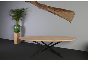 Ovale eettafel beukenhout 240 x 110 cm