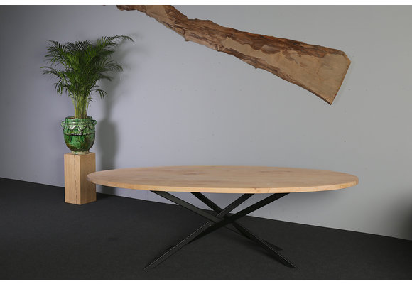 Ovale eettafel beukenhout 240 x 110 cm