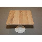 Bijzettafel eikenhout 60 x 60  cm | Midden poot rond wit