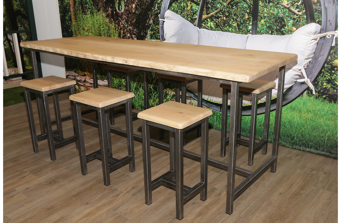 Boomstam bartafel van eikenhout 270 x 100 cm