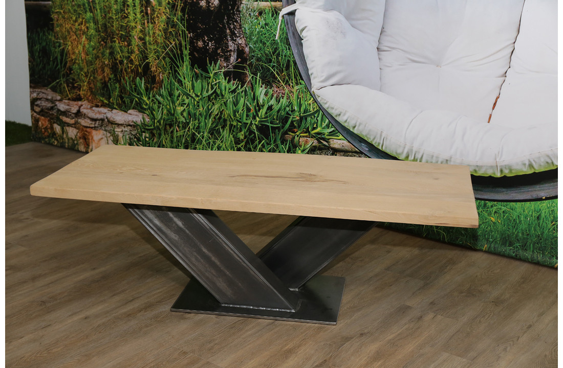 Salontafel eikenhout 150 x 60 cm | V-profiel onderstel