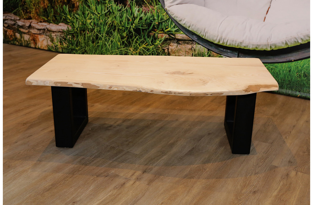 Salontafel iepenhout 130 x 65 cm | U-profiel onderstel