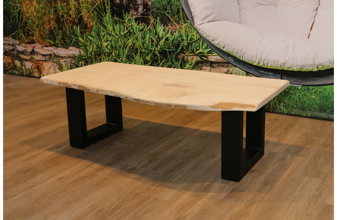 Salontafel iepenhout 130 x 65 cm | U-profiel onderstel