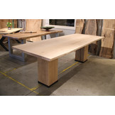 Boomstamtafel eikenhout 260 x 95  cm | Onderstel massief eiken