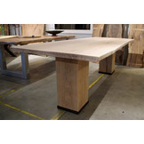 Boomstamtafel eikenhout 260 x 95  cm | Onderstel massief eiken