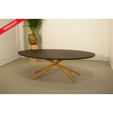 Ovale eikenhouten eettafel 240 x 110 cm | Mikado poot onderstel goud