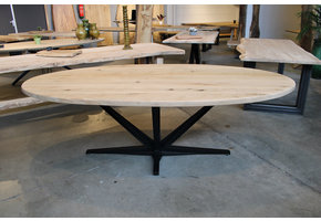 Ovale eettafel eikenhout 240 x 120 cm