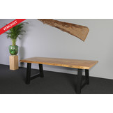 Boomstamtafel Beukenhout 240 x 100 cm | A-profiel onderstel zwart