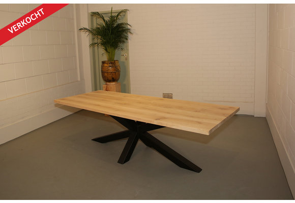 Rechte tafel eikenhout 260 x 100  cm
