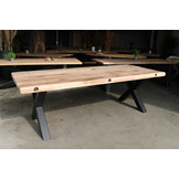 Buitentafel Amerikaans  eiken 250 x 100 cm  | X-profiel 10 x 10 cm zwart