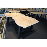Boomstamtafel Beukenhout 220 x 100 cm | A-profiel onderstel