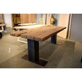 Buitentafel hardhout 240 x 95 x 7 cm | Kolompoot 22 x 22 cm