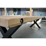 Buitentafel Amerikaans  eiken 300 x 100 cm  | X-profiel 10 x 10 cm zwart