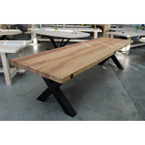 Buitentafel Amerikaans  eiken 300 x 100 cm  | X-profiel 10 x 10 cm zwart
