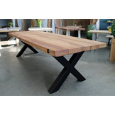 Buitentafel Amerikaans  eiken 300 x 100 cm  | X-profiel 10 x 10 cm zwart