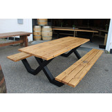 Picknicktafel eikenhout 240 x 90  cm | Picknick onderstel zwart
