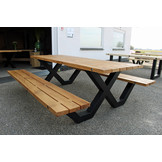 Picknicktafel eikenhout 240 x 90  cm | Picknick onderstel zwart
