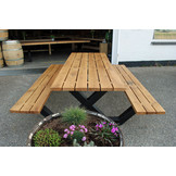 Picknicktafel eikenhout 240 x 90  cm | Picknick onderstel zwart