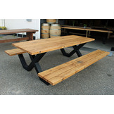 Picknicktafel eikenhout 240 x 90  cm | Picknick onderstel zwart