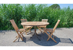 Ronde buitentafel teak 120 cm