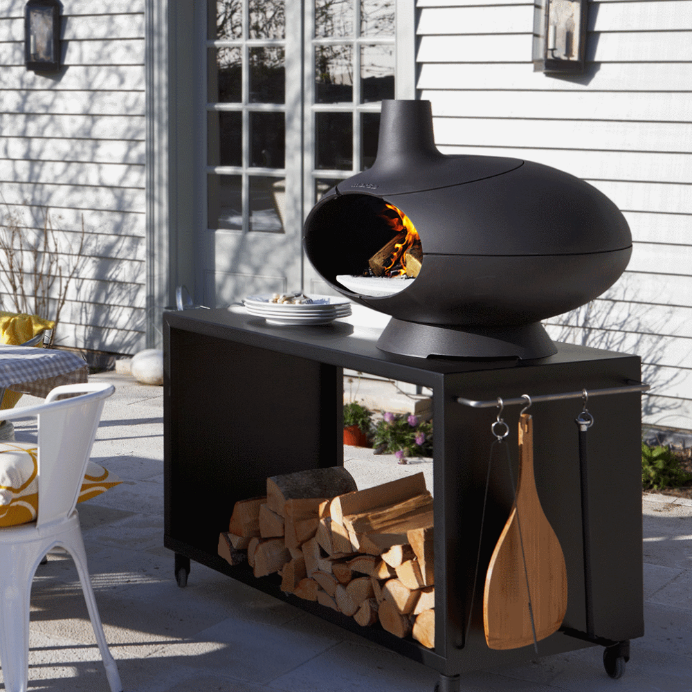 Morso Forno Garden table 120cm with wood storage