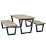 Plus Danemark SIESTA - ensemble table et 2 bancs de jardin lasuré bois-flotté