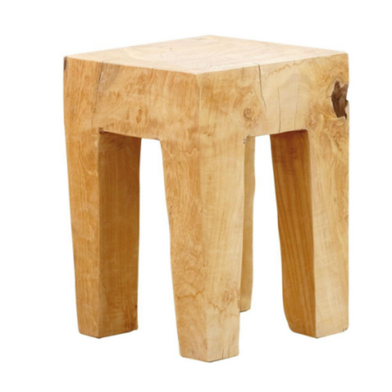 Square Stool Java In Solid Teak Wood Vinuovo