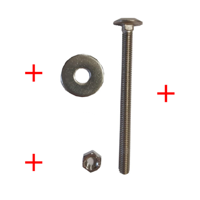 1 Set stainless steel Carriage bolt M6x80mm + washers + nut