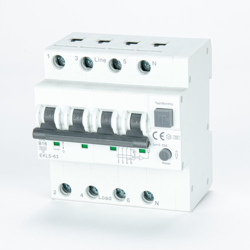 ETEK 30mA Residual Current Circuit Breaker RCCB with Overcurrent Protection