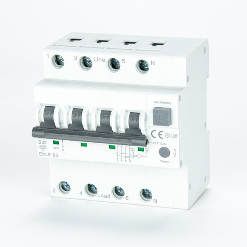 ETEK 30mA Residual Current Circuit Breaker RCCB with Overcurrent Protection