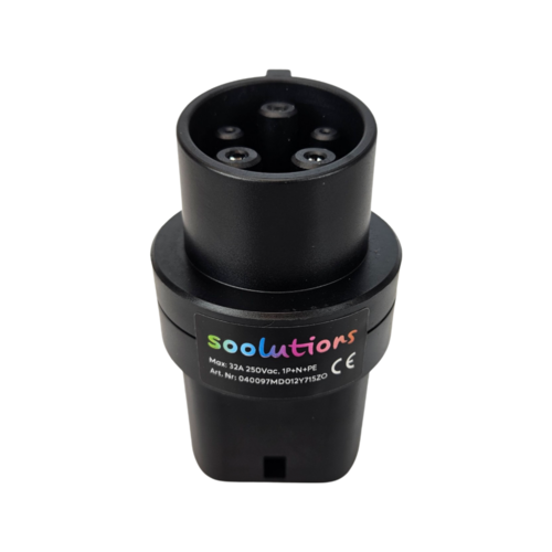 Soolutions Typ 1 Fahrzeugseite auf Typ 2 Ladestation mit festem Ladekabel Adapter