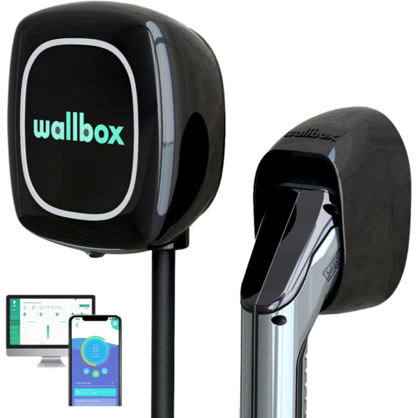 Wallbox Pulsar Plus  - Borne de recharge Câble type 2 - 3 phases 32A - noir et blanc