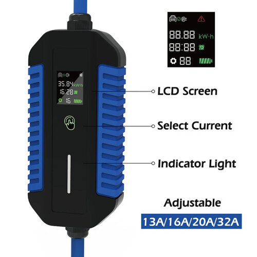 BF EVSE Chargeur portable type 2 avec prise rouge CEE - 32A triphasée | 7m