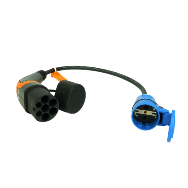 DUOSIDA Adapter Type 2 charging point to normal socket (Schuko) 1 phase, 16A | 0.5 m