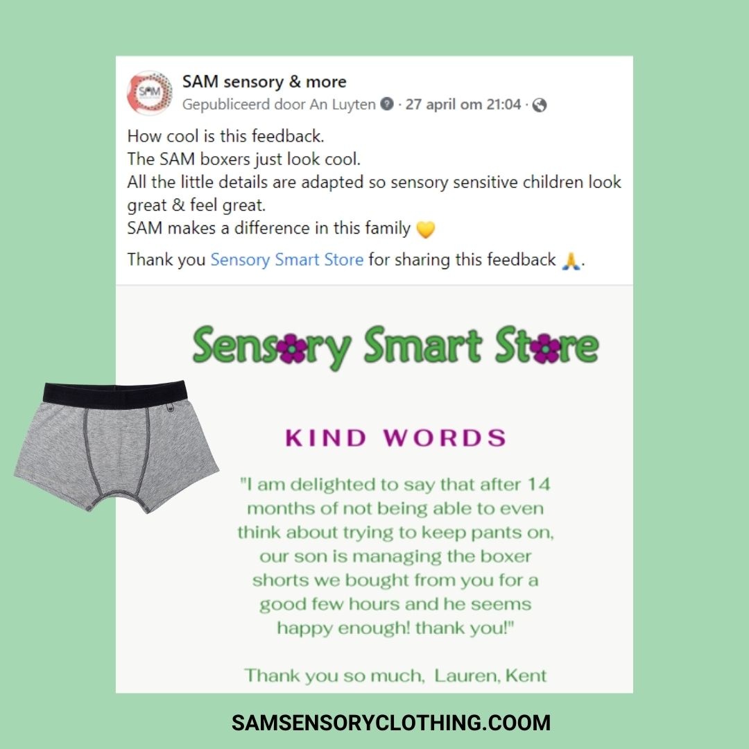 Kind words for the super soft SAM boxers with seamless feel - Mooie woorden  over SAM ondergoed. - SAM, Sensory & More