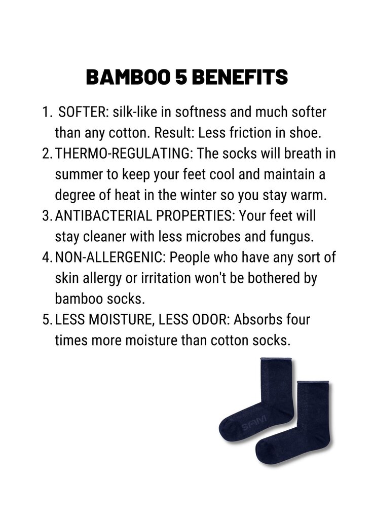 SAM Chaussettes SENS en bamboo - 2 PACK - Sensation sans couture et confort ultime pour les pieds sensibles