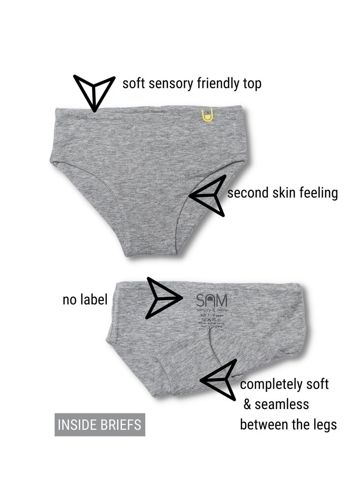 SAM Super soft girls briefs. Made in organic cotton. Whithout tactile labels or seams.