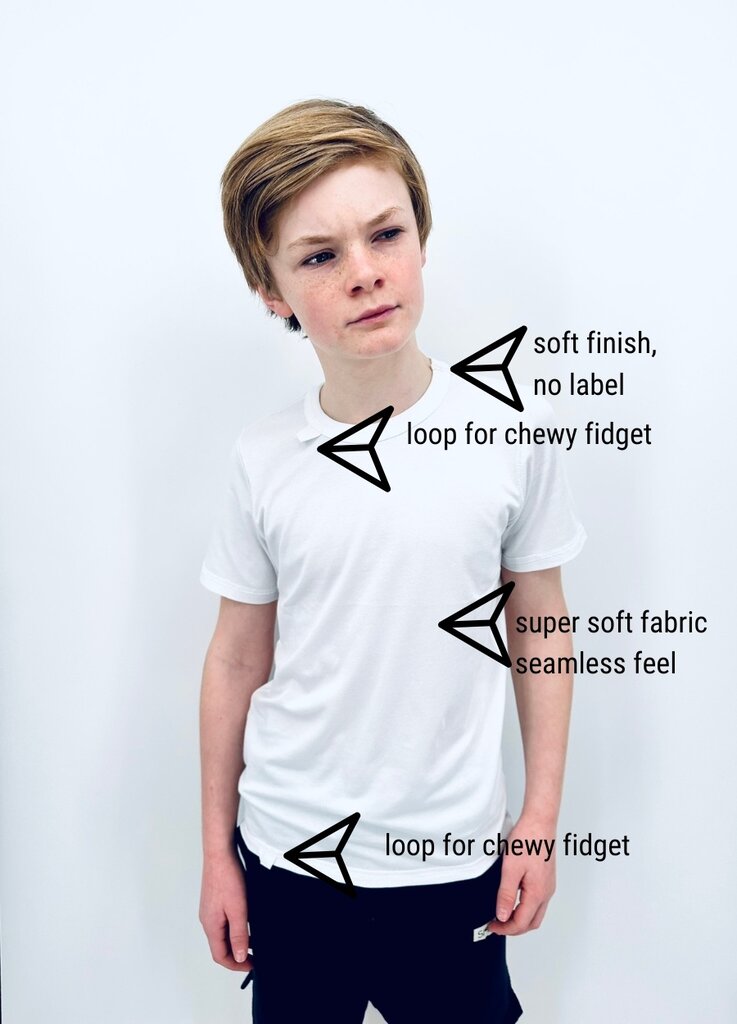 SAM Superzachte naadloos T-SHIRT | wit  - Personaliseer met chewy fidget