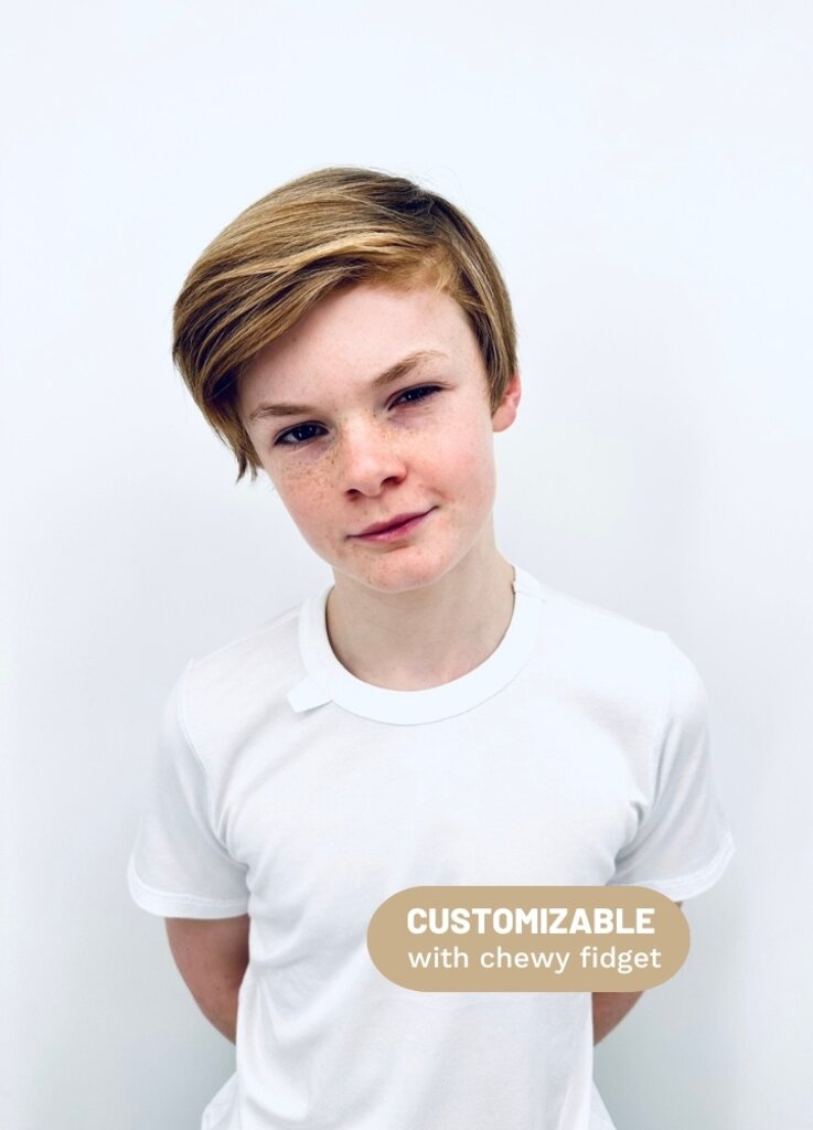 SAM T-SHIRT  |  blanc  sans couture super doux - Personnalisez avec un fidget chewy