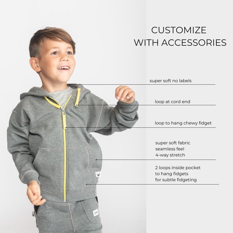 SAM NO STRESS mega zachte  fidget HOODIE - grijs